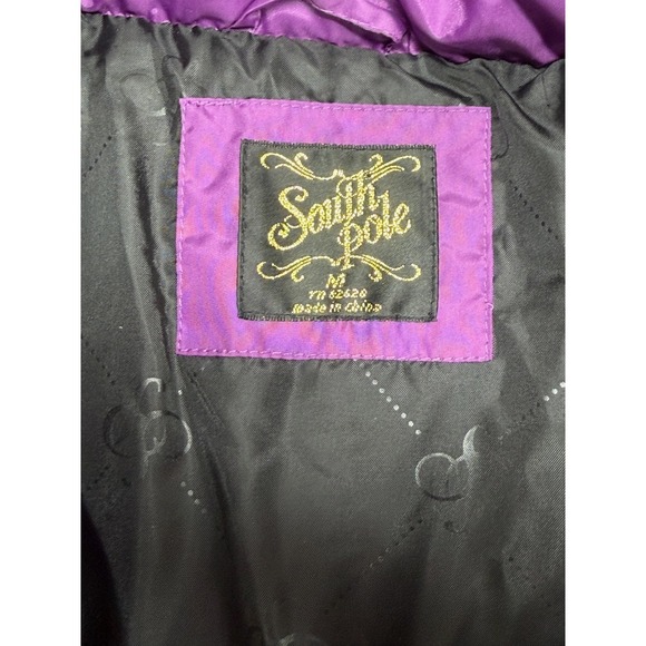Southpole Jacket Women Medium Purple Hooded Puffer Faux Fur Winter Y2k Quilted - Picture 10 of 15